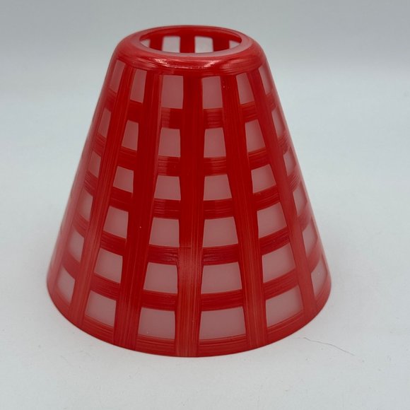 Red & White Checkered Cone-Shaped Glass Lampshade - Picture 1 of 3